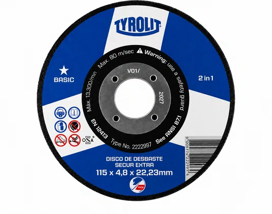Disco de Desbaste 115 x 4,8 x 22,23mm Secur Extra Tyrolit