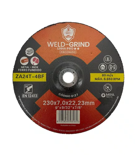 Disco De Desbaste 9 Pol. 230X7,0X22mm Pró Grind ZA - 8127 - SC WELD