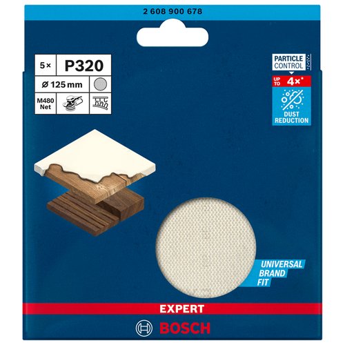 Disco de Lixa Bosch EXPERT M480 125mm Grão 320 com 5un