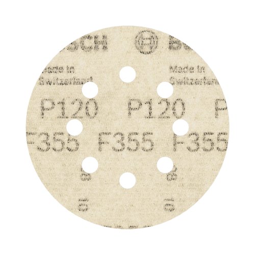 Disco de Lixa Velcro Bosch PRO F355 125mm Grão 120 com 5 Unidades
