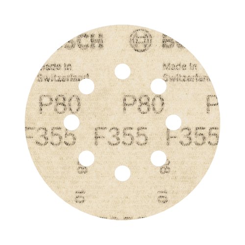 Disco de Lixa Velcro Bosch PRO F355 125mm Grão 80 com 5 Unidades