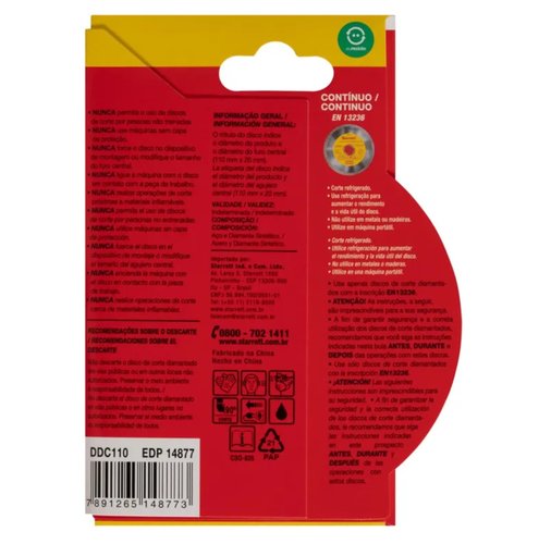Disco Diamantado 110mm Continuo DDC110 Starrett