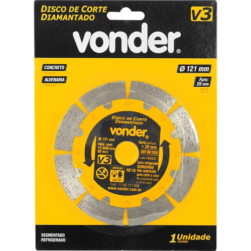 Disco Diamantado 121mm Segmentado V3 1268121000 Vonder