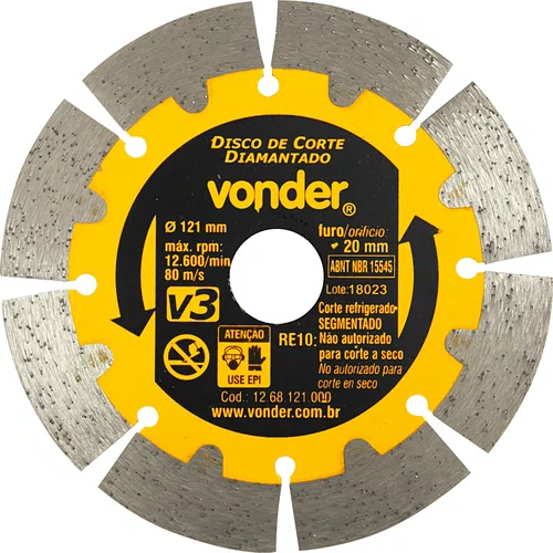 Disco Diamantado 121mm Segmentado V3 1268121000 Vonder