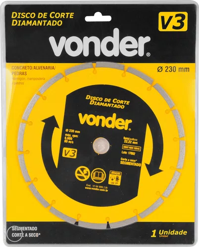 Disco Diamantado Segmentado 230 mm V3 Vonder