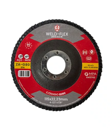 Disco Flap 115X22mm GR  80 Eco ZA Fibra Angular Flex - 8260 - SC WELD