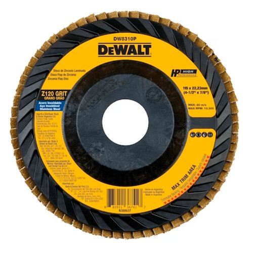 Disco Flap Plastico Z120 4 1/2" x 7/8" DW8310P-AR DeWalt