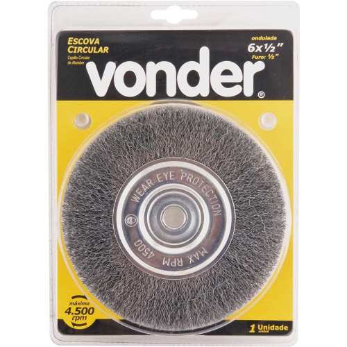 Escova Circular Aço Carbono Ondulada  6" x 1/2" x 1/2" Vonder