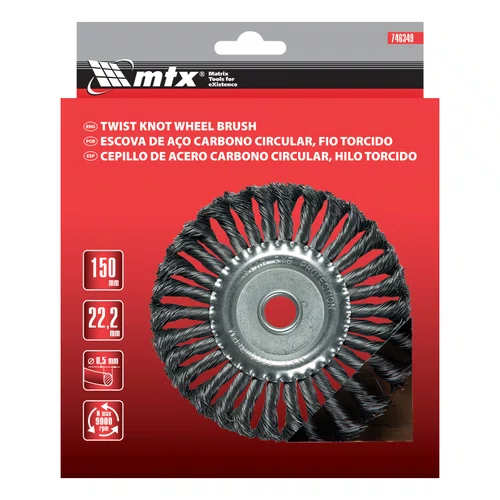 Escova Circular Aço Carbono Trançada 150mm x 22mm 746349 MTX