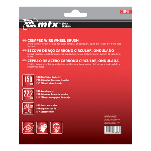 Escova Circular Latonada Ondulada 150mm x 22mm 746649 MTX