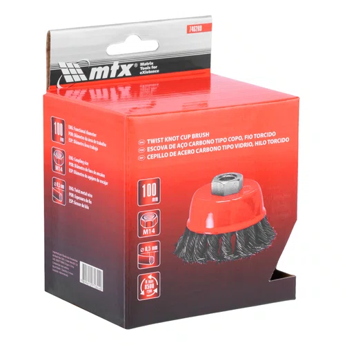 Escova Copo Aco Carbono Trançada 100mm x M14 100mm 746289 MTX