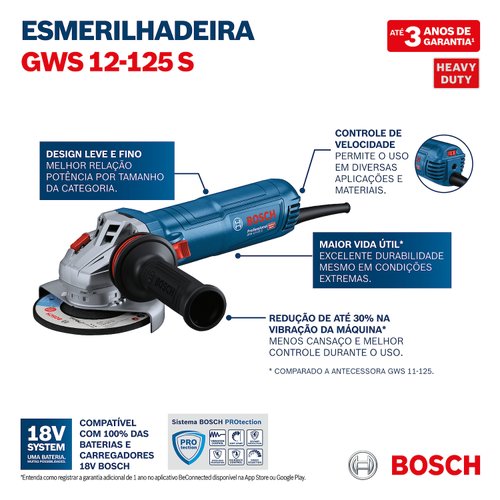 Esmerilhadeira 5" Bosch 1200W 220V GWS 12-125S