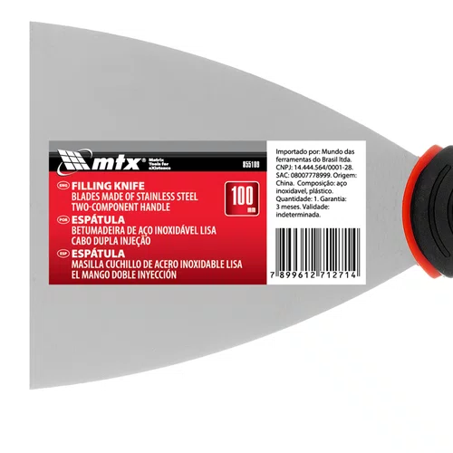 Espátula Aço Inoxidável Cabo PVC 100mm 4" 855109 MTX