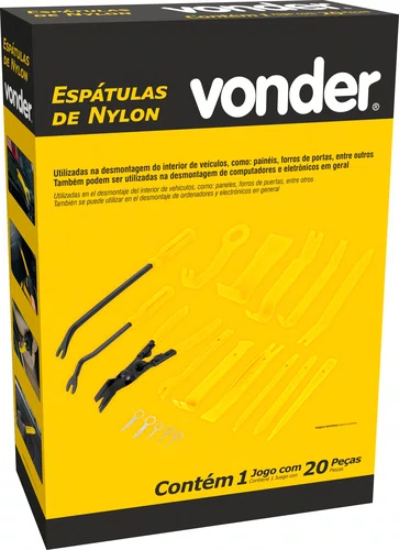 Jogo de Espátulas de Nylon com 20 Peças para Automóveis Vonder