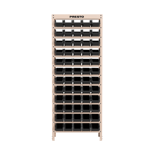 Estante Gaveteiro Organizador Kit 60 Gavetas N3 Preta Presto