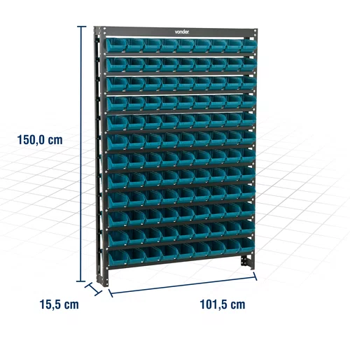 Estante Metálica 108/3 com Gaveteiros Nº 3 Azul Vonder