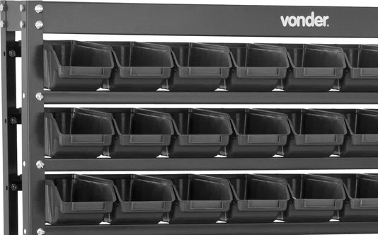 Estante Metálica 108/3 com 108 Gaveteiros Nº3 Pretos Vonder
