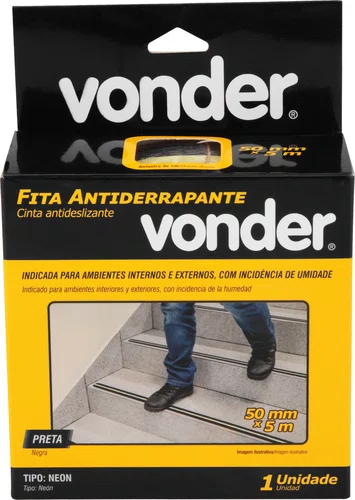 Fita Antiderrapante 50 mm x 5 m Neon Preta Vonder
