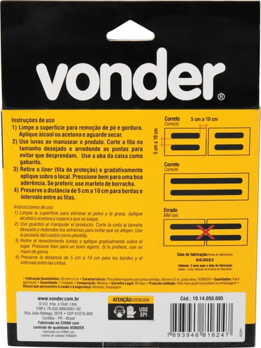 Fita Antiderrapante 50 mm x 5 m Neon Preta Vonder