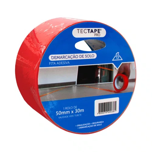 Fita de Demarcação 48mm x 30m Vermelha 400 Tectape