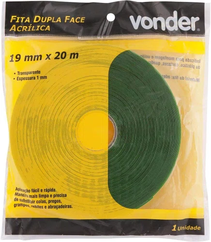 Fita Dupla Face Acrílica 19mm x 20m Vonder