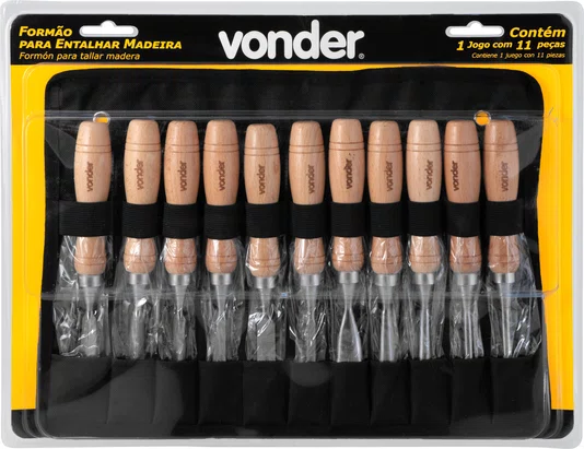 Formão para Entalhar Madeira com 11 Peças Vonder