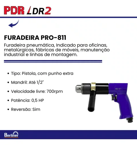 Furadeira Pneumática 1/2" 700 RPM PRO-811 – PDR