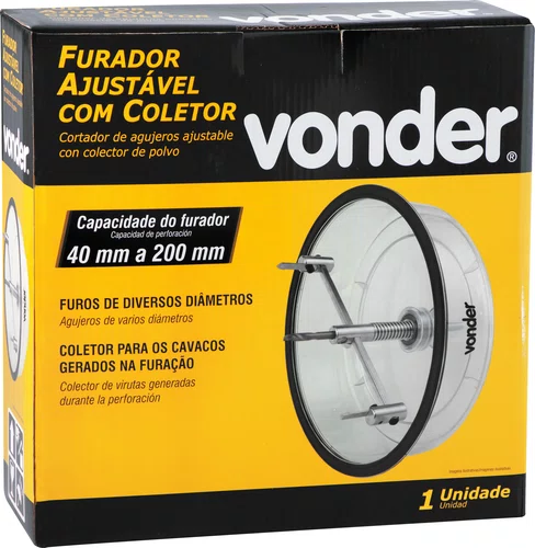 Furador Ajustável 40 a 200 mm com Coletor Vonder