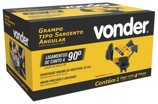 Grampo Sargento Clip Angular Jogo 4 Peças Vonder