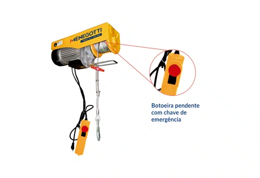 Guincho Coluna Elétrico Prime 300 a 600Kg V2 12-6M Com Motor 220V 60Hz Menegotti