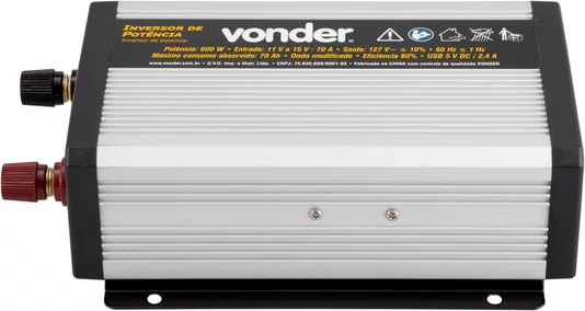 Inversor de Potência 600W 12V para 127V Vonder