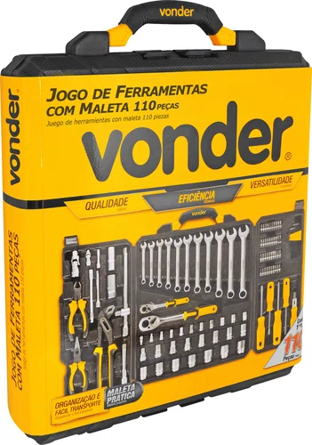 Jogo de Ferramentas com 110 Peças em Maleta Plástica Vonder