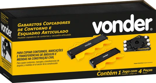 Jogo de Gabaritos e Esquadro Articulado Vonder