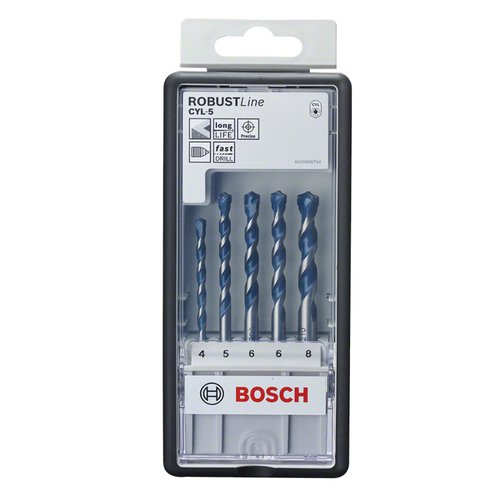 Jogo de Brocas para Concreto Bosch CYL-5 com 5 Peças de 4-8mm com Power Grip