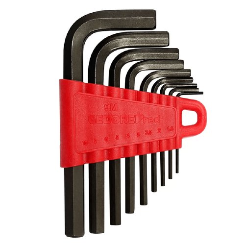 Jogo de Chaves L Hexagonais 9 Peças 1,5 a 10mm R36605109 Gedore Red