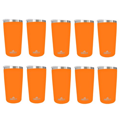 Kit 10 Copos Térmicos Aço Inox 420ML Branco p/ Água Cerveja Café - Quente e Frio