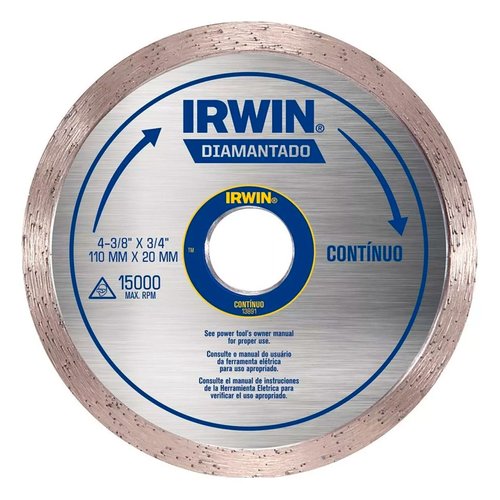 Kit 5 Discos Diamantados Lisos 110x20mm IW13891 Irwin