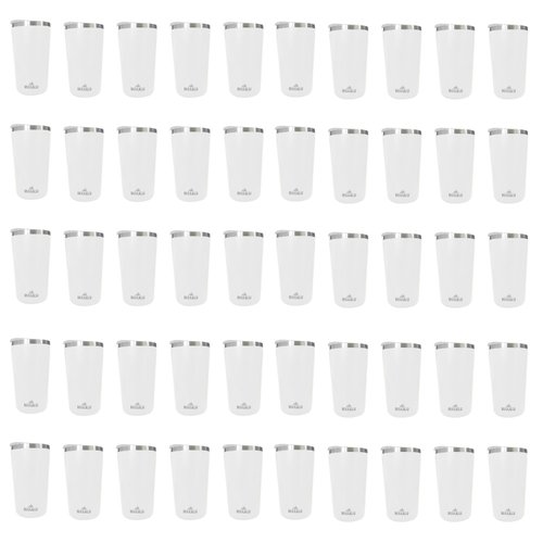 Kit 50 Copos Térmicos Aço Inox 420ML Branco p/ Água Cerveja Café - Quente e Frio
