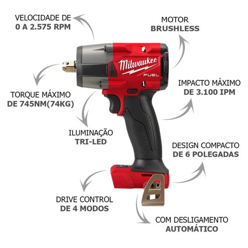 Kit Chave De Impacto C 1/2" 18v Fuel 2962P-159 Milwaukee