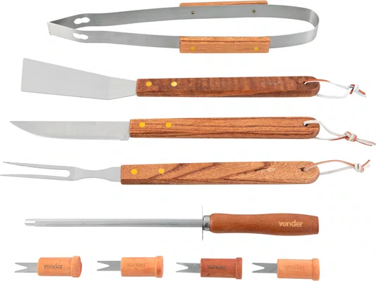 Kit Churrasco 10 Peças Aço Inox com Estojo Vonder