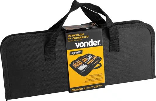 Kit Churrasco 10 Peças Aço Inox com Estojo Vonder