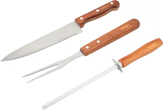 Kit Churrasco 4 Peças Aço Inox com Maleta Vonder