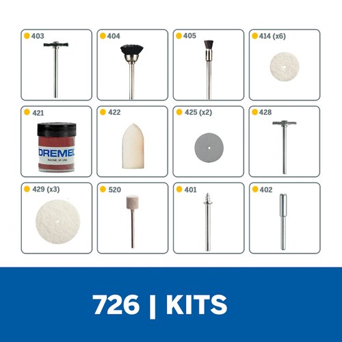Kit De Acessórios 20 peças Para Limpar e Polir 726 Dremel