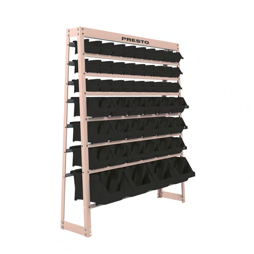 Kit Estante Gaveteiro Organizador Com 49 Gavetas Mistas N3/5/7 Preta Presto