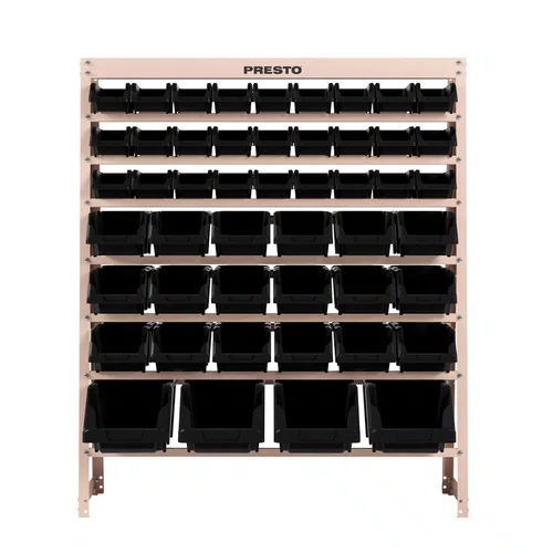 Kit Estante Gaveteiro Organizador Com 49 Gavetas Mistas N3/5/7 Preta Presto