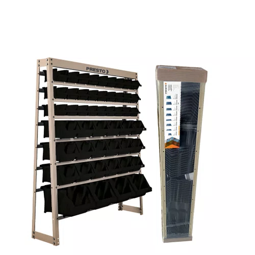 Kit Estante Gaveteiro Organizador Com 49 Gavetas Mistas N3/5/7 Preta Presto