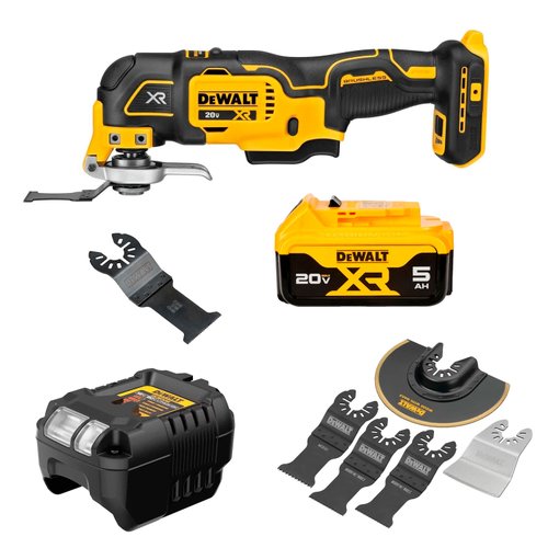 Kit Multiferramenta Oscilante DCS356B + Bateria 5Ah + Carregador + Acessórios DeWalt