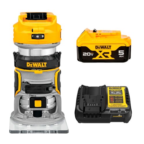 Kit Tupia Compacta DCW600B + Bateria 5Ah + Carregador DeWalt