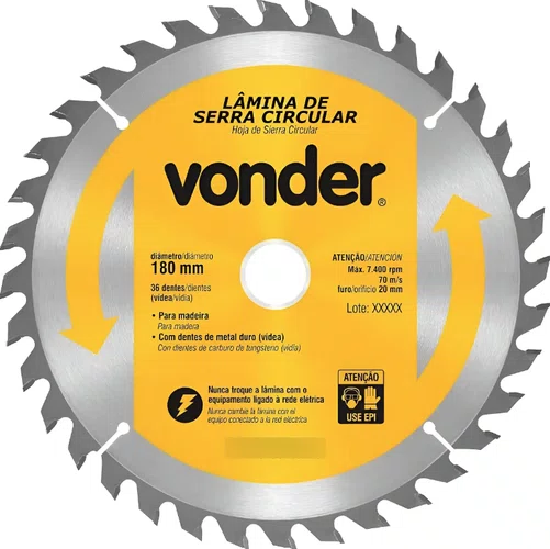 Lâmina de Serra Circular Videa 185 x 20 x 36D – 4650185036 – Vonder