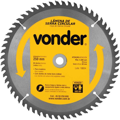 Lâmina de Serra Circular Videa 250X30X60D 4650250600 Vonder
